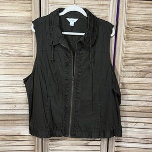 Cj Bank's Vest Army Green Sleeveless Ruffle Detail Size 2X